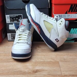 Nike Air Jordan 5 Retro White Sneakers Size 3y